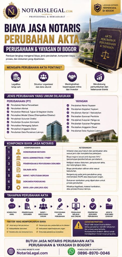 Biaya Jasa Notaris Perubahan Akta Perusahaan PT dan Yayasan di Bogor Jakarta Depok Tangerang Bekasi 2